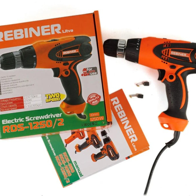 Шуруповерт мережевий Rebiner RDS-1250 двошвидкісний