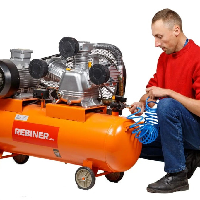 Компресор трициліндровий Rebiner 120 л (9 кВт, 850 л/хв, 380 В)