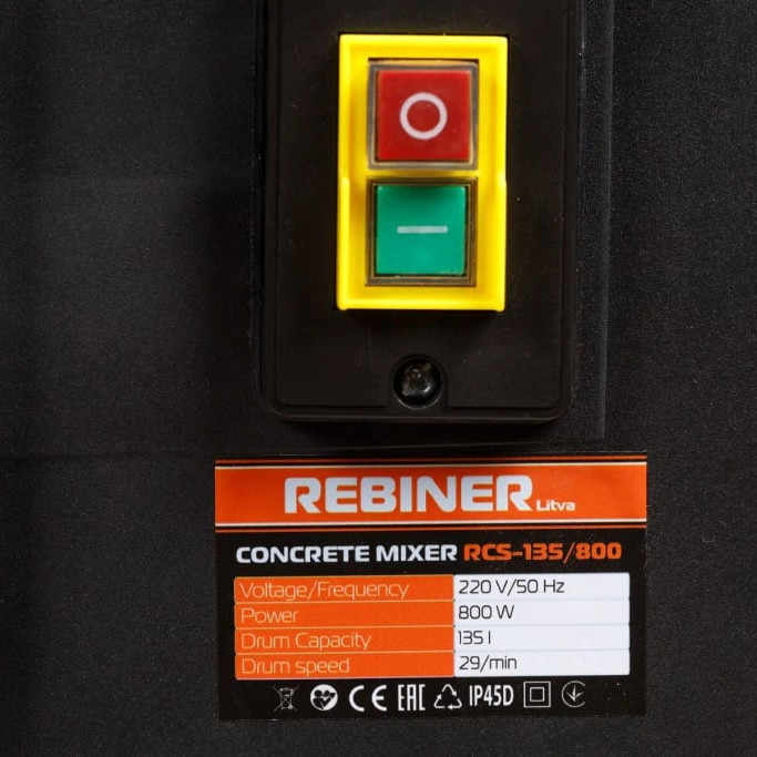 Бетонозмішувач (135л, 800 Вт) Rebiner RCS-135/800