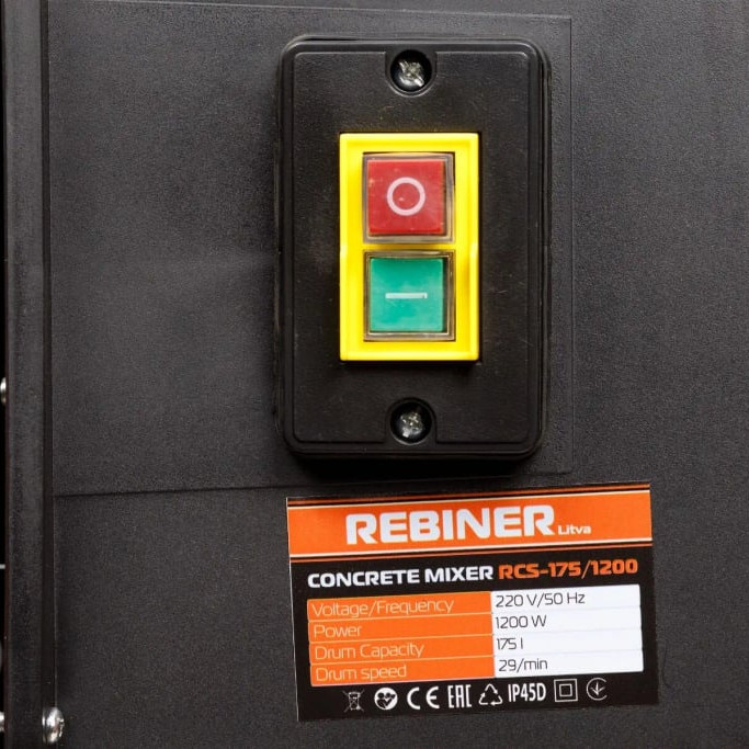 Бетонозмішувач (175л, 1200 Вт) Rebiner RCS-175/1200