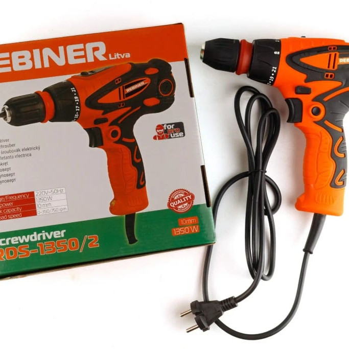 Шуруповерт мережевий Rebiner RDS-1350 DFR двошвидкісний